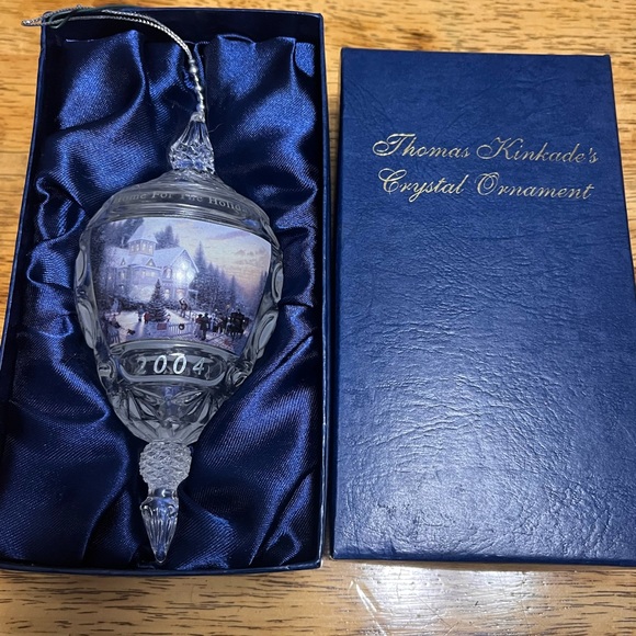 2004 Thomas Kinkade Home For The Holidays Crystal Ornament In Original Box - Picture 1 of 6